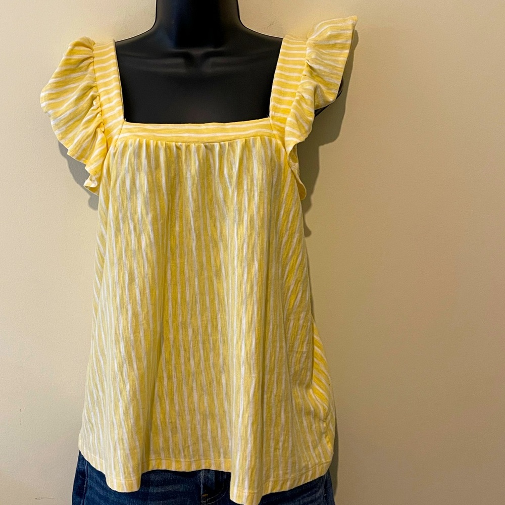 NWT Lauren Conrad yellow/white striped top